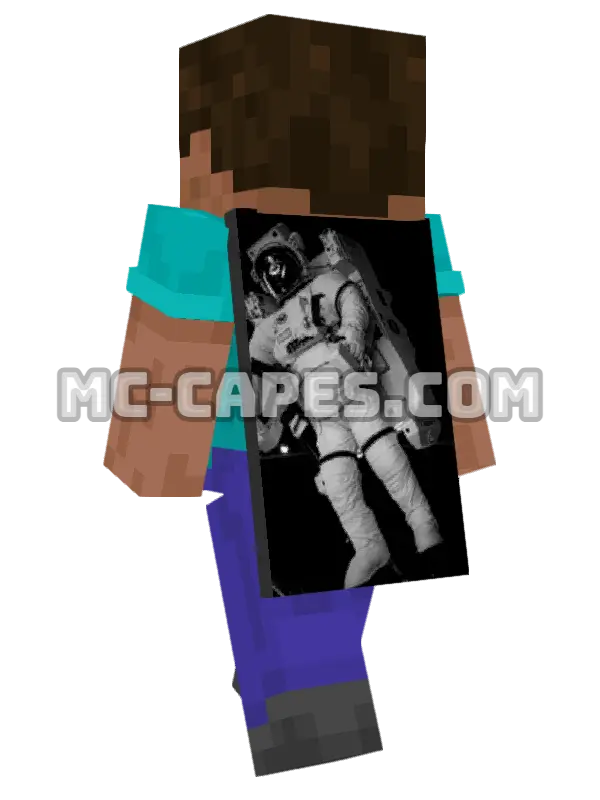Zero Gravity Astronaut Minecraft cape worn on a player, seen from behind